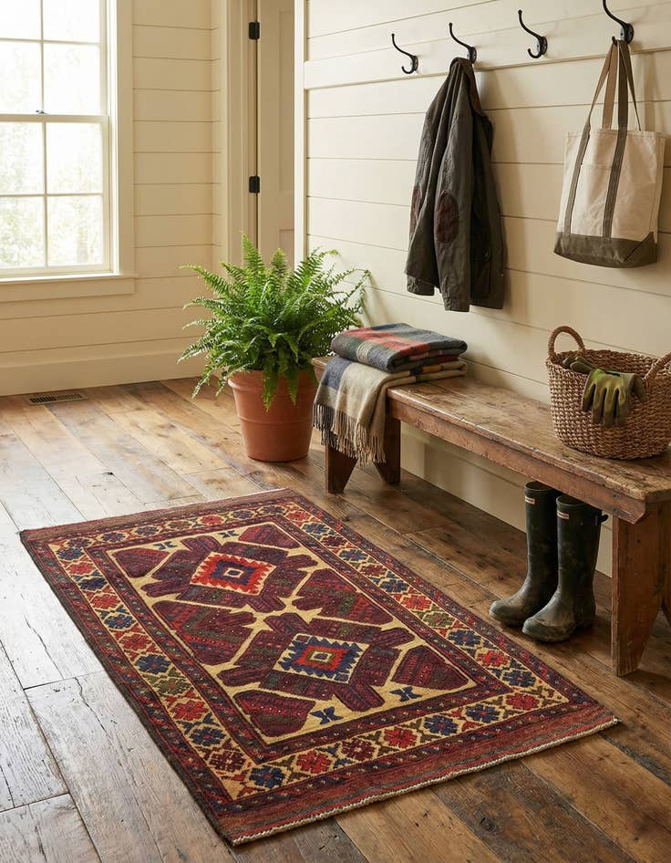 Detail image of 2' 10 x 4' 8  Hand Knotted Sumak Wool Rug