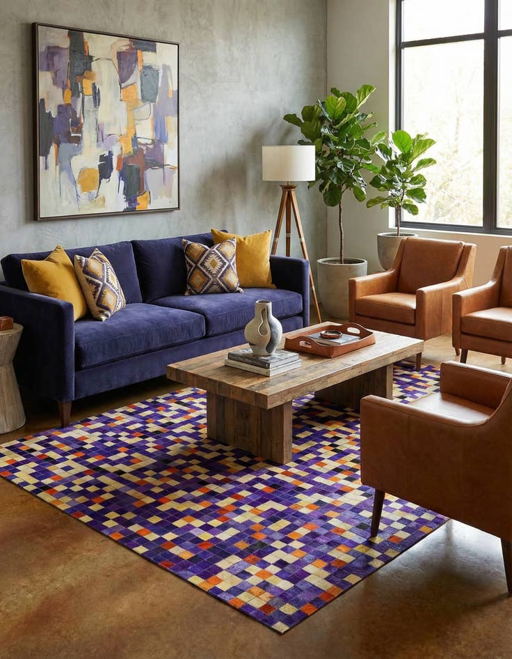 Detail image of  5' 1 x 7' 11 Cowhide - Patchwork Rug