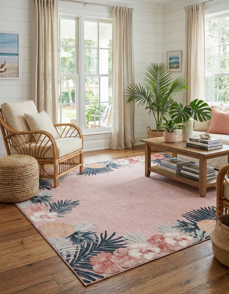 Detail image of 9' 9 x 12'  Washable Botanical Indoor / Outdoor Rug