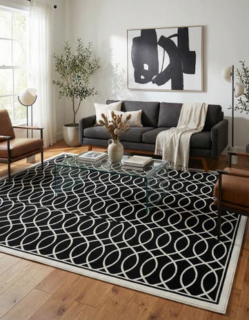 Black and White Milano Square Rug