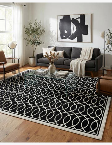 Black and White Milano Square Rug