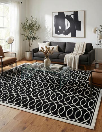 Black and White Milano Square Rug