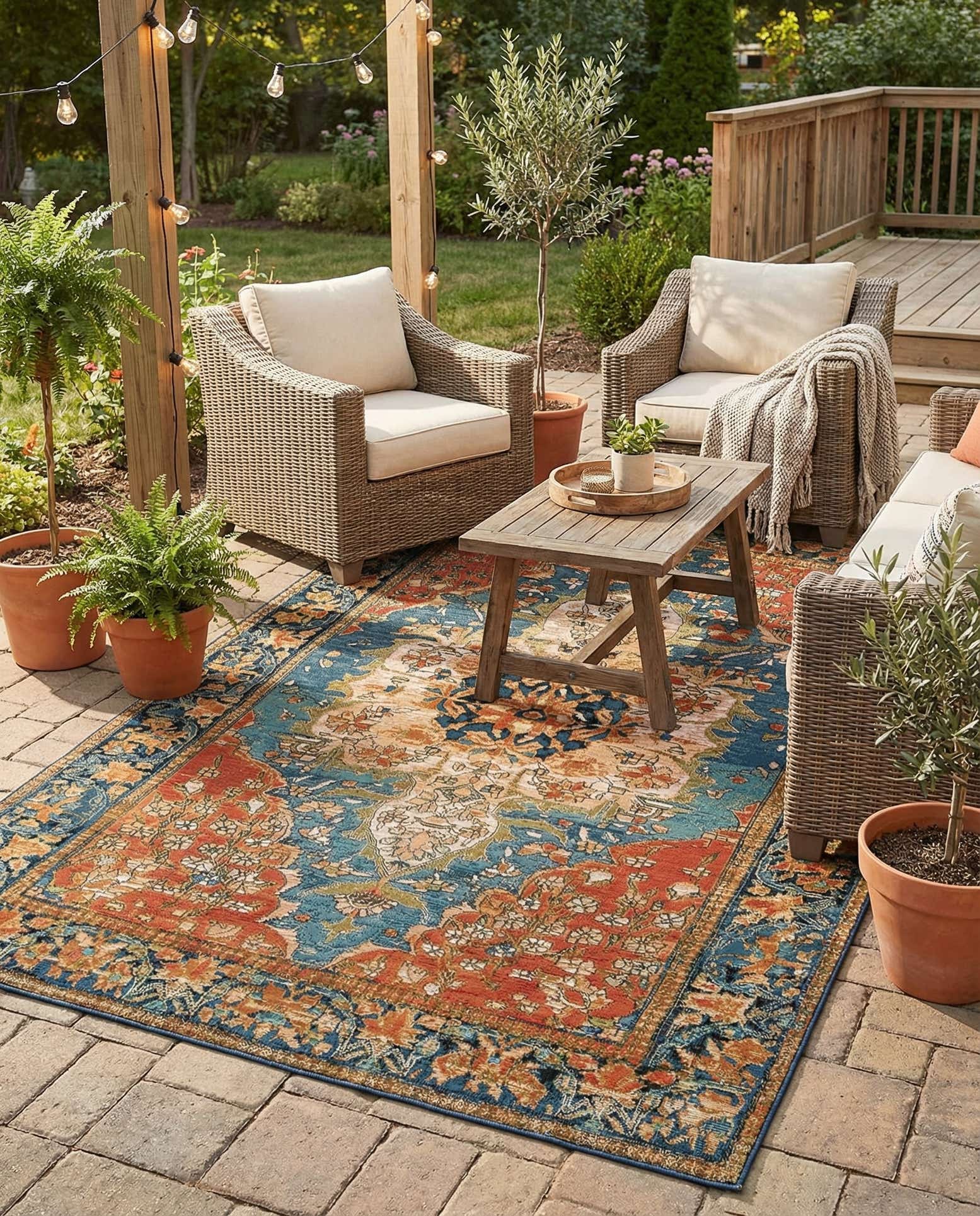 5' x 8' Easy-Clean Traditional Indoor / Outdoor Rug