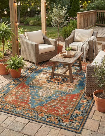 5' x 8' Easy-Clean Traditional Indoor / Outdoor Rug