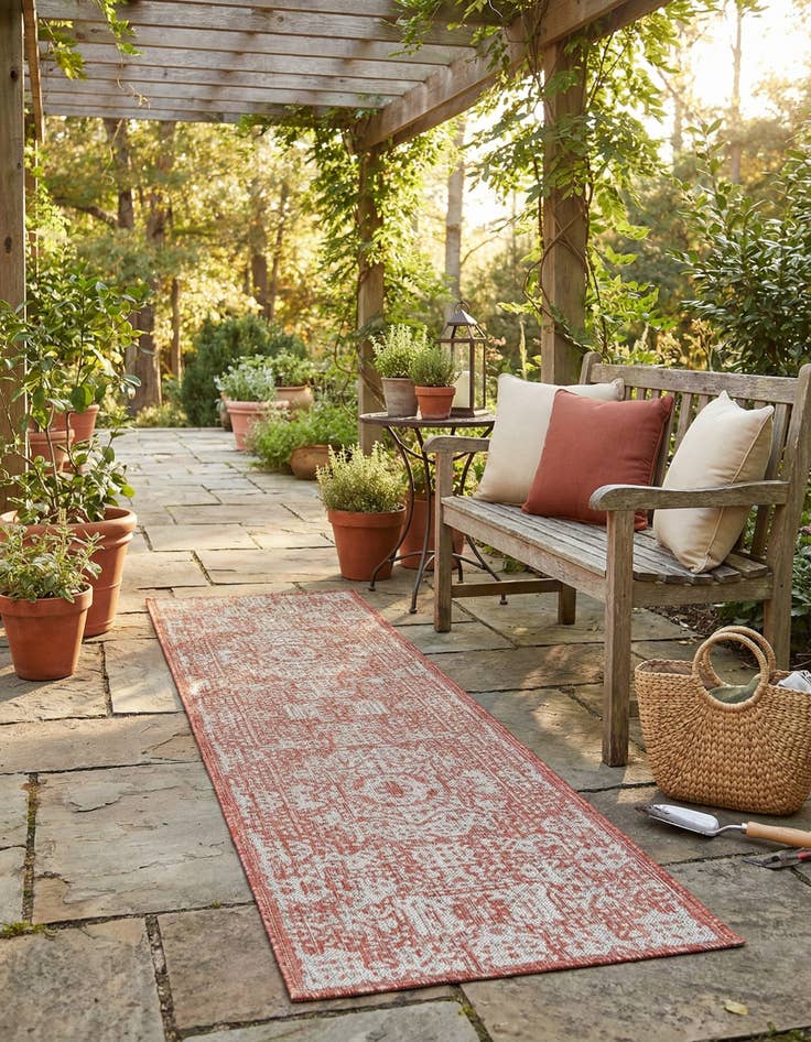 Detail image of 2' x 8'  Washable Traditional Indoor / Outdoor Runner Rug