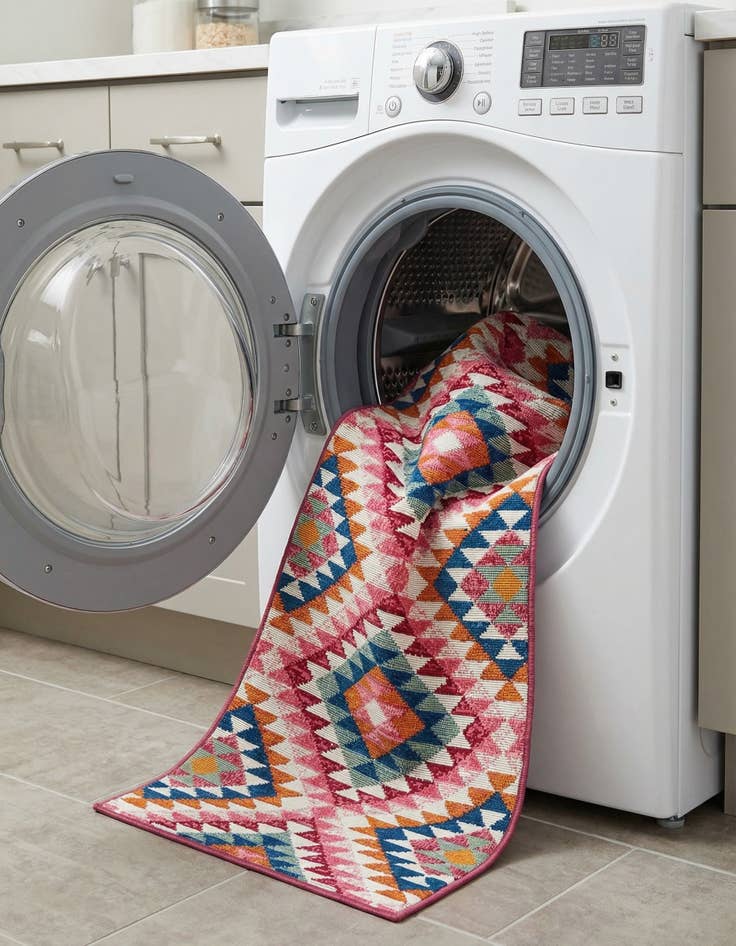 Detail image of 2' x 6'  Washable Southwestern Indoor / Outdoor Runner Rug