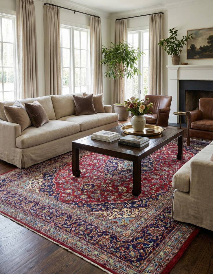 Detail image of  9' 8 x 12' 9  Hand Knotted Mashad Persian Wool Rug