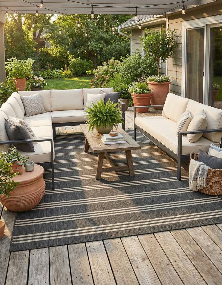 Detail image of 7' 10 x 11'  Washable Striped Indoor / Outdoor Rug