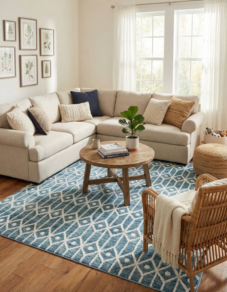 Detail image of 7' x 7' Lattice Trellis Square Rug