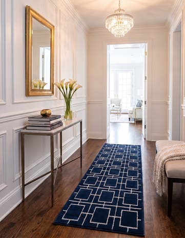 Navy Blue Silver Marilyn Monroe™ Glam Deco Runner Rug