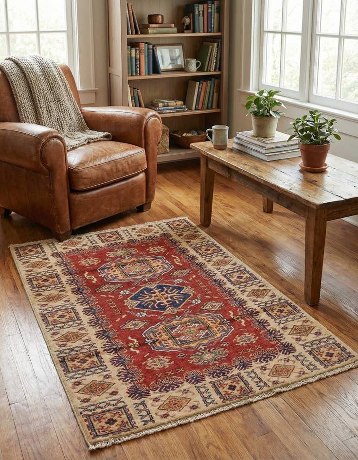 Detail image of 3' 4 x 4' 10  Hand Knotted Kazak Oriental Rug