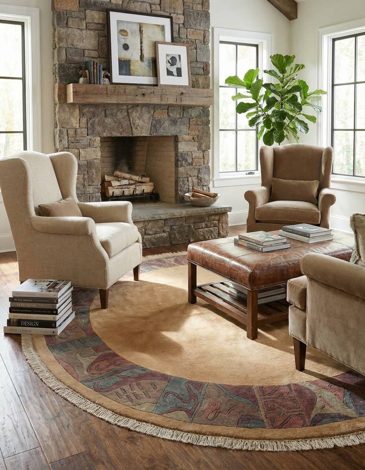 Detail image of  8' x 8' 2  Hand Knotted Tibet Wool Round Rug