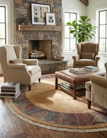 8' x 8' 2 Hand Knotted Tibet Wool Round Rug