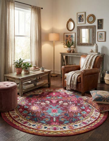 8' x 8' Washable Fleur Round Rug