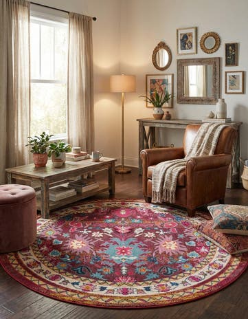 8' x 8' Washable Fleur Round Rug