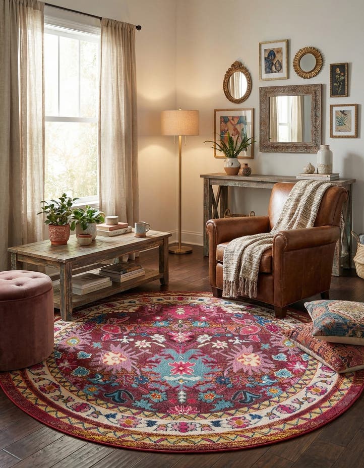 8' x 8' Washable Fleur Round Rug