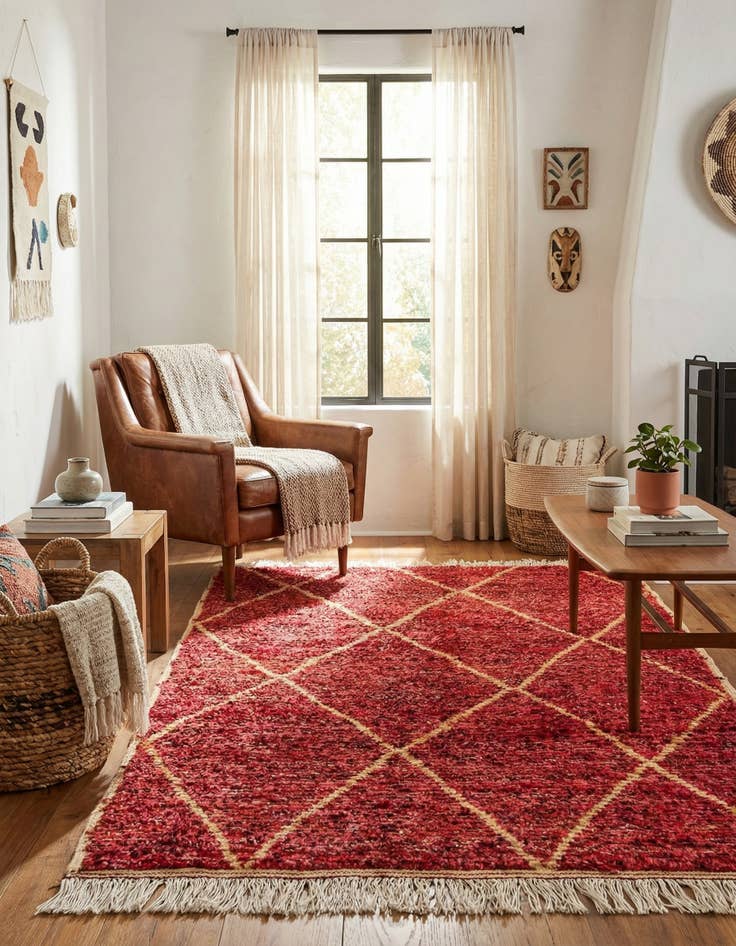 Detail image of 4' 1 x 6' 4  Hand Knotted Moroccan Wool Rug