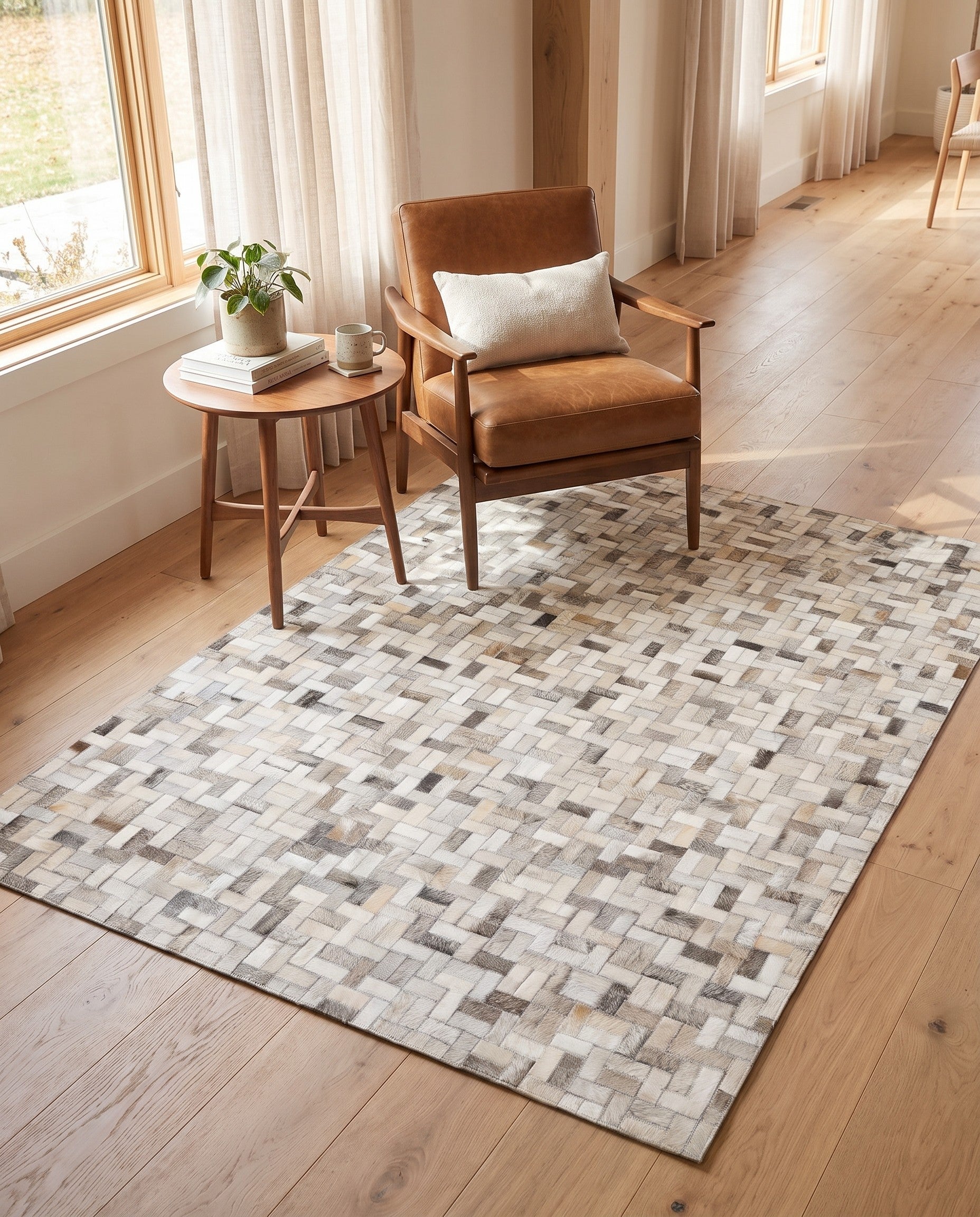 4' 8 x 6' 6 Cowhide Stocks Rug