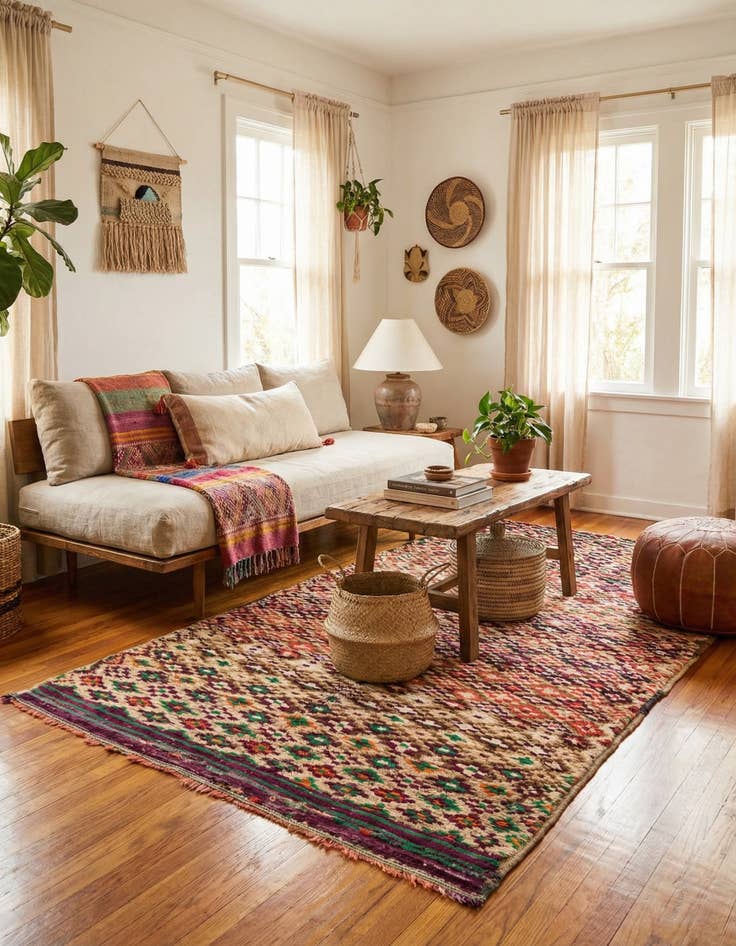 Detail image of 5' x 11'  Hand Knotted Moroccan Wool Runner Rug