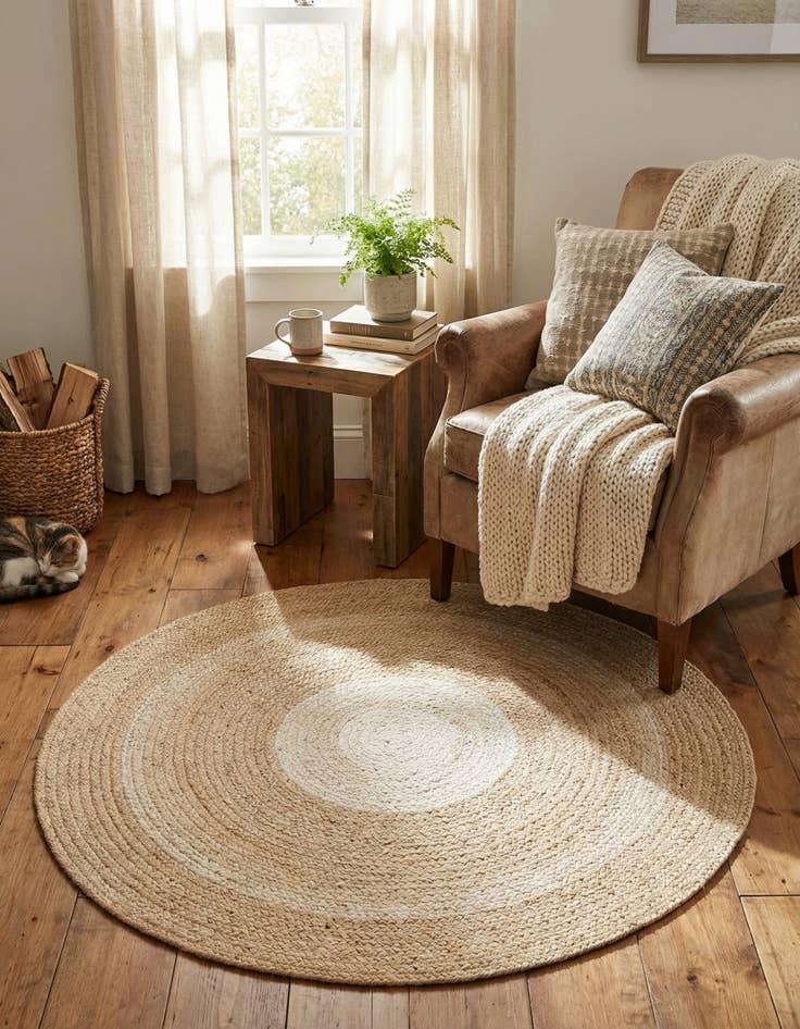 Detail image of  3' 1 x 3' 1  Hand Hand Braided Wool Round Rug