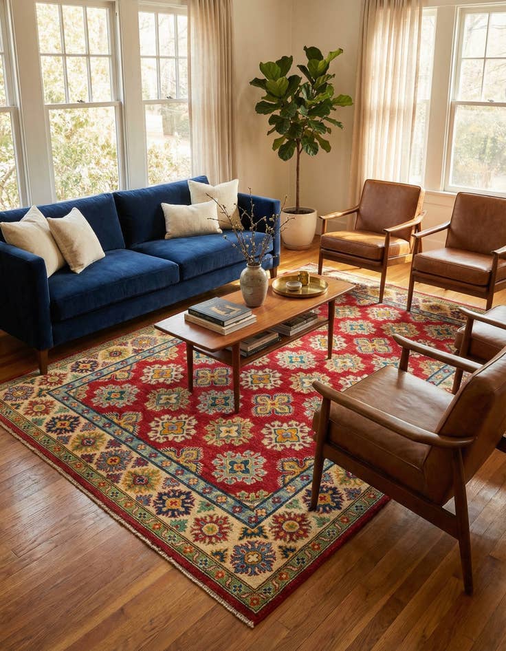 Detail image of 5' 6 x 8' Hand Knotted Kazak Rug