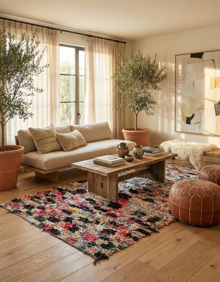 Detail image of 4' 5 x 9'  Hand Knotted Moroccan Wool Runner Rug