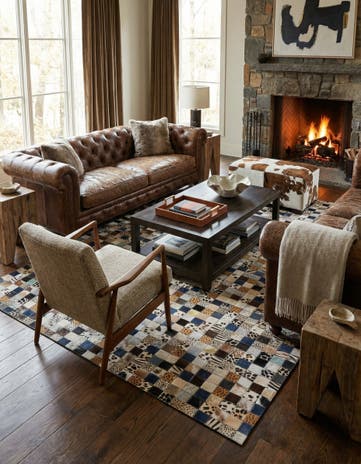 5' x 8' Cowhide Leather Rug