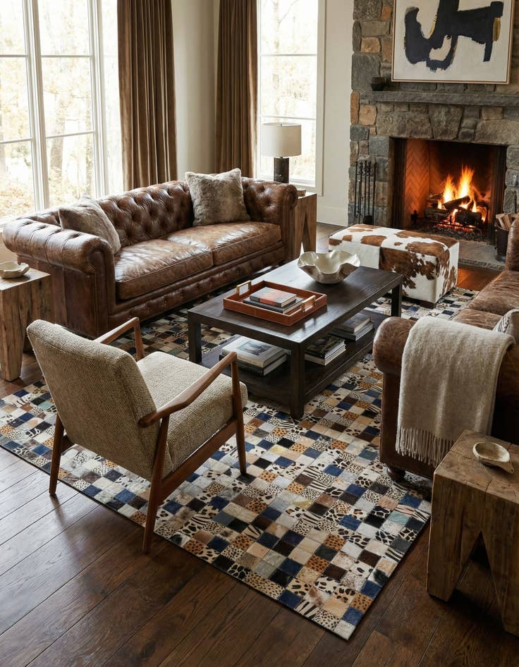 Detail image of 5' x 8' Cowhide Leather Rug