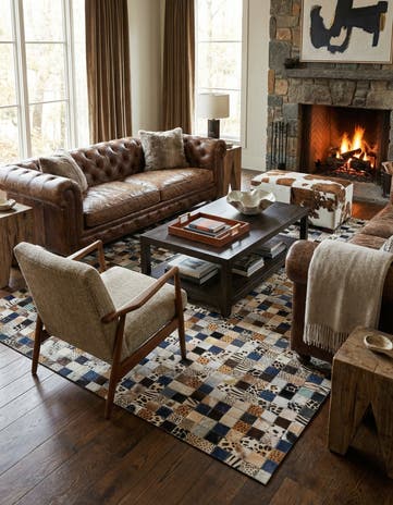 5' x 8' Cowhide Leather Rug