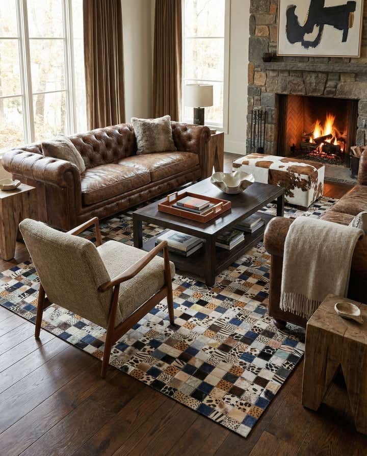 5' x 8' Cowhide Leather Rug