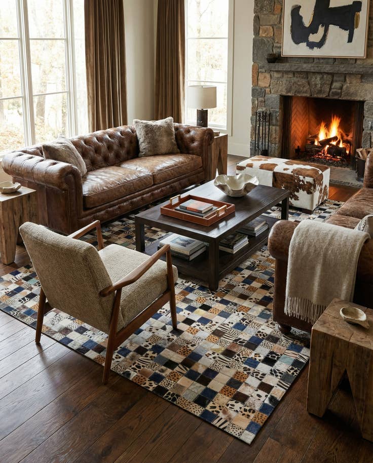 Detail image of 5' x 8' Cowhide Leather Rug