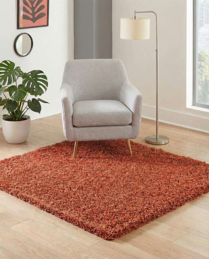 5' 3 x 5' 3 Solid Shag Square Rug