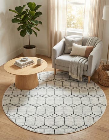 5' x 5' Lattice Trellis Round Rug