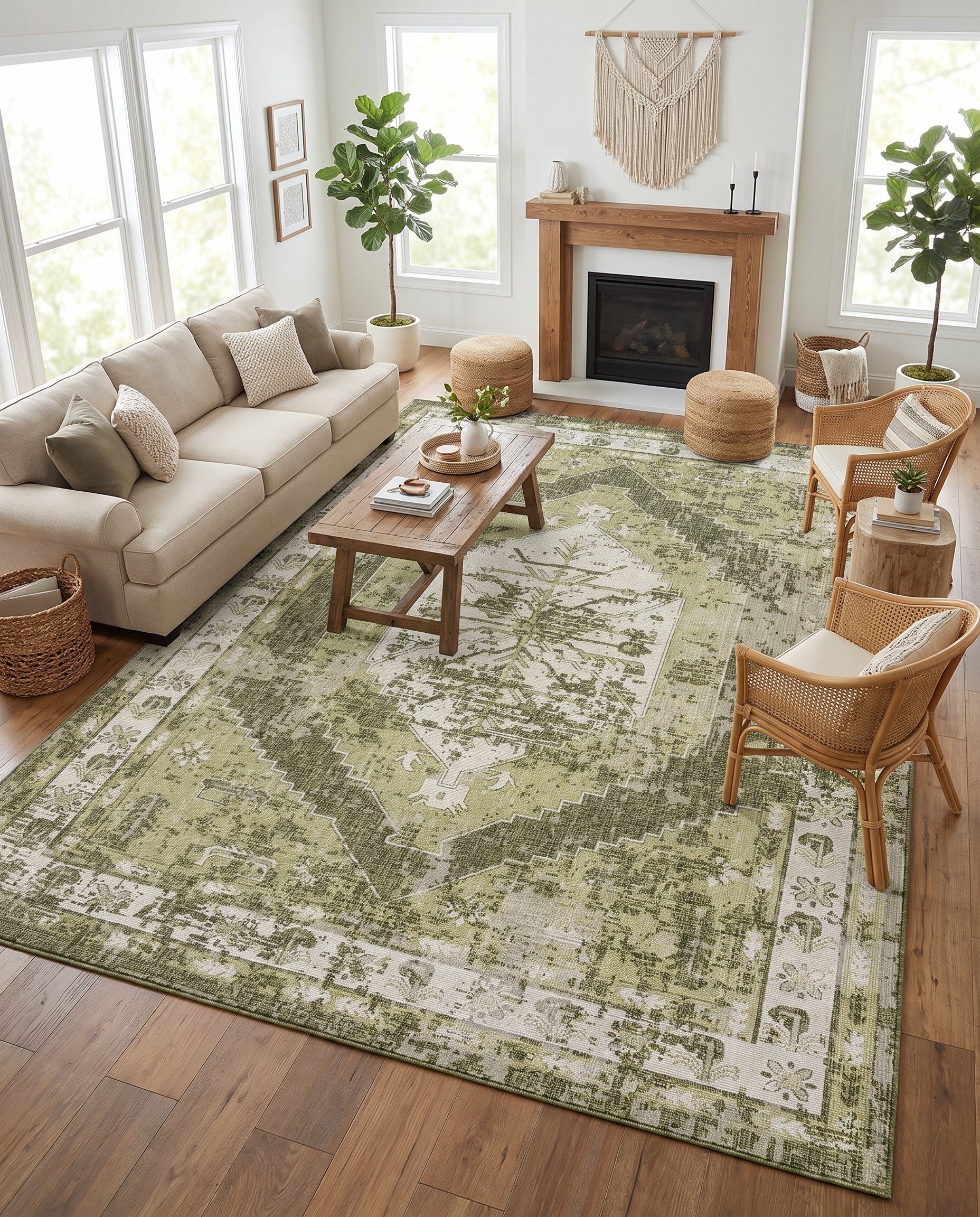 10' x 14' Easy-Clean Traditional Indoor / Outdoor Rug