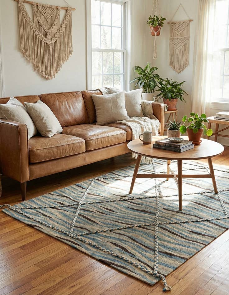 Detail image of 4' 8 x 6'  Hand Knotted Moroccan Wool Rug