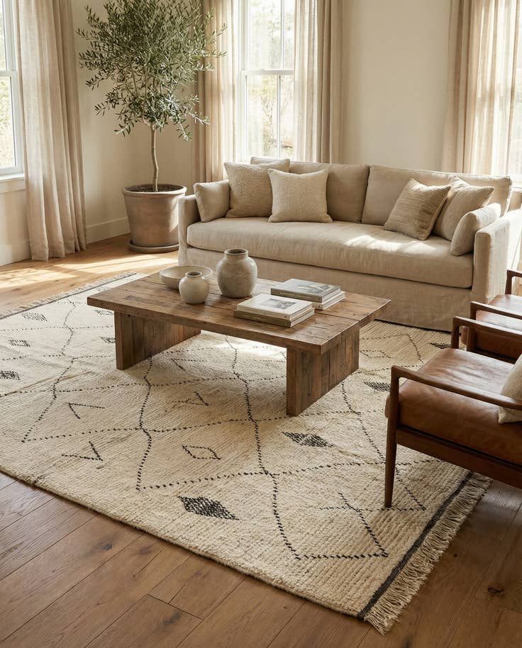 Detail image of 8' 1 x 11' Hand Knotted Moroccan Wool Rug