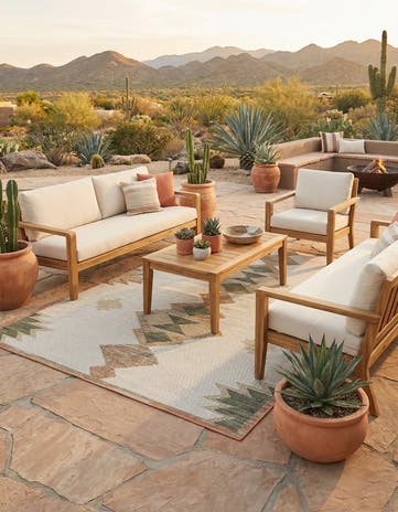 Ivory Easy-Clean Baja Indoor / Outdoor Rug