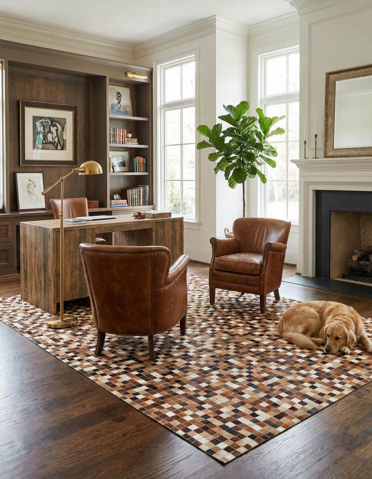 Detail image of  6' 7 x 9' 9 Cowhide Stocks Rug