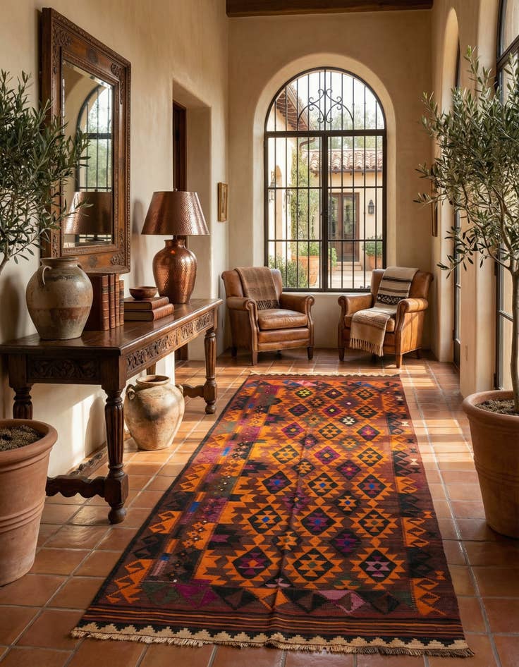 Detail image of  5' x 10' 10  Hand Woven Kilim Fars Wool Runner Rug