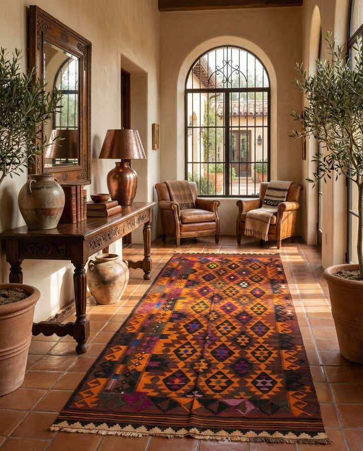 5' x 10' 10 Hand Woven Kilim Fars Wool Runner Rug