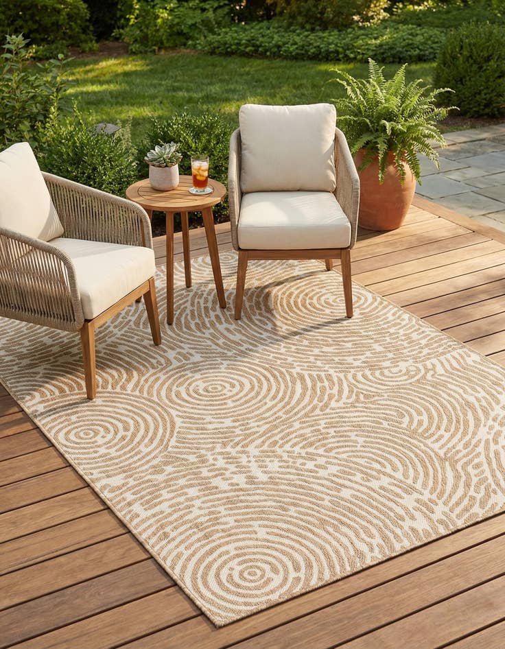 Detail image of  5' 3 x 7'  Washable Modern Indoor / Outdoor Rug