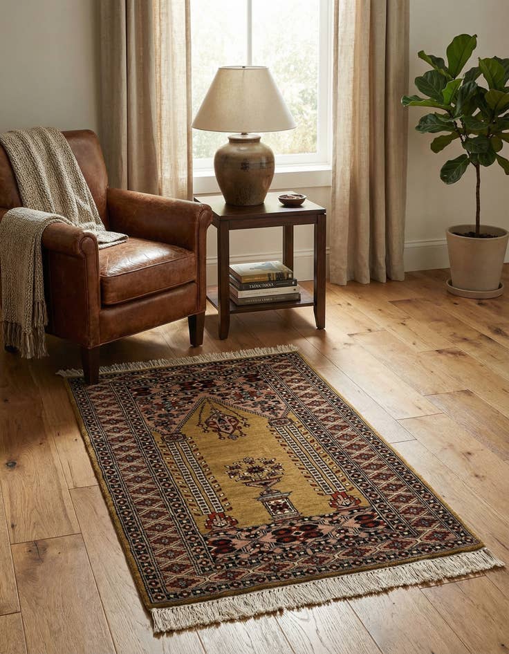 Detail image of 2' 8 x 4' 9 Hand Knotted Bokhara Oriental Wool Rug