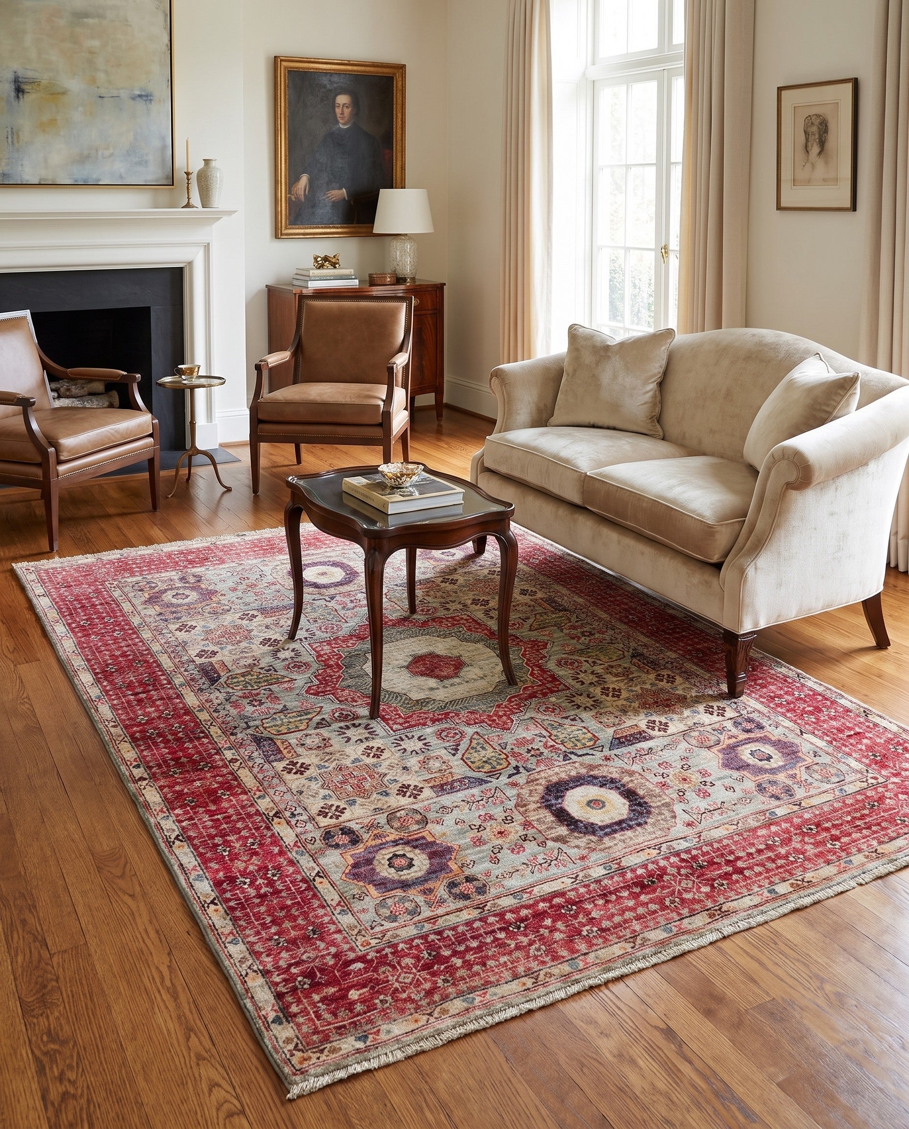 5' 1 x 6' 11 Hand Knotted Mamluk Ziegler Rug