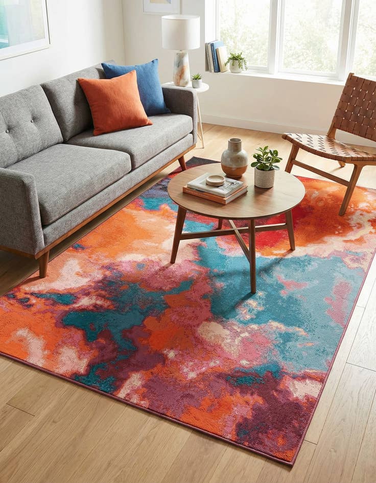 Detail image of  5' 3 x 8'  Washable Modern Indoor / Outdoor Rug