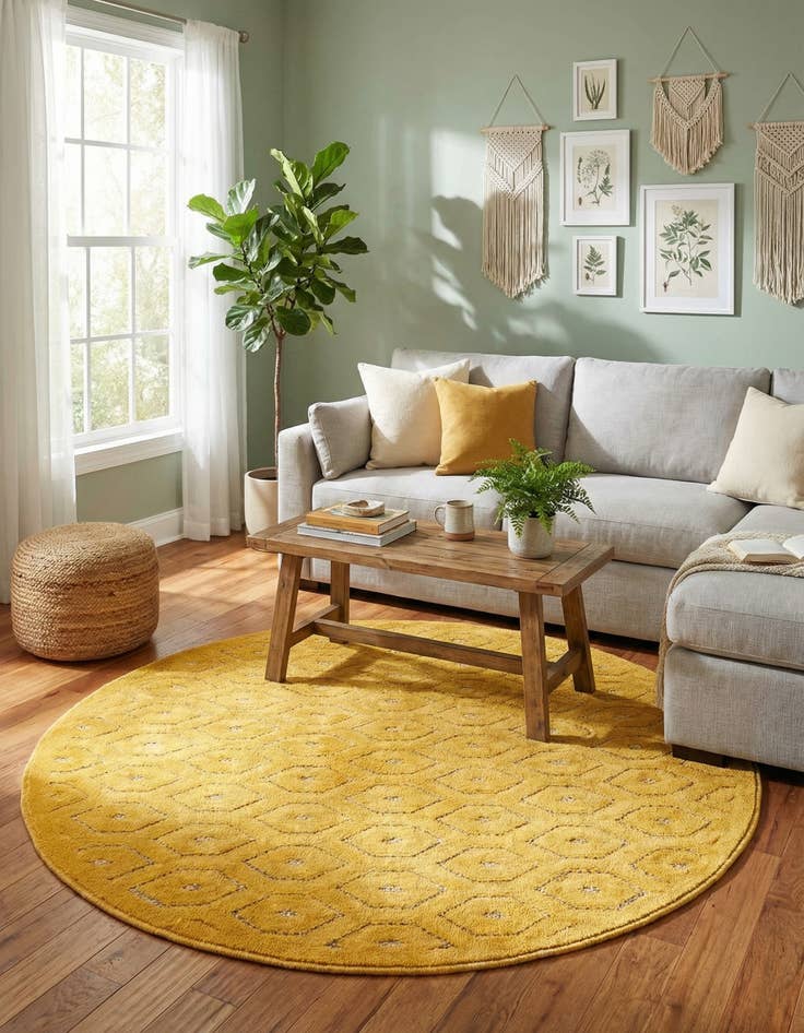 Detail image of 4' x 4'  Washable Trellis Textured Indoor / Outdoor Round Rug