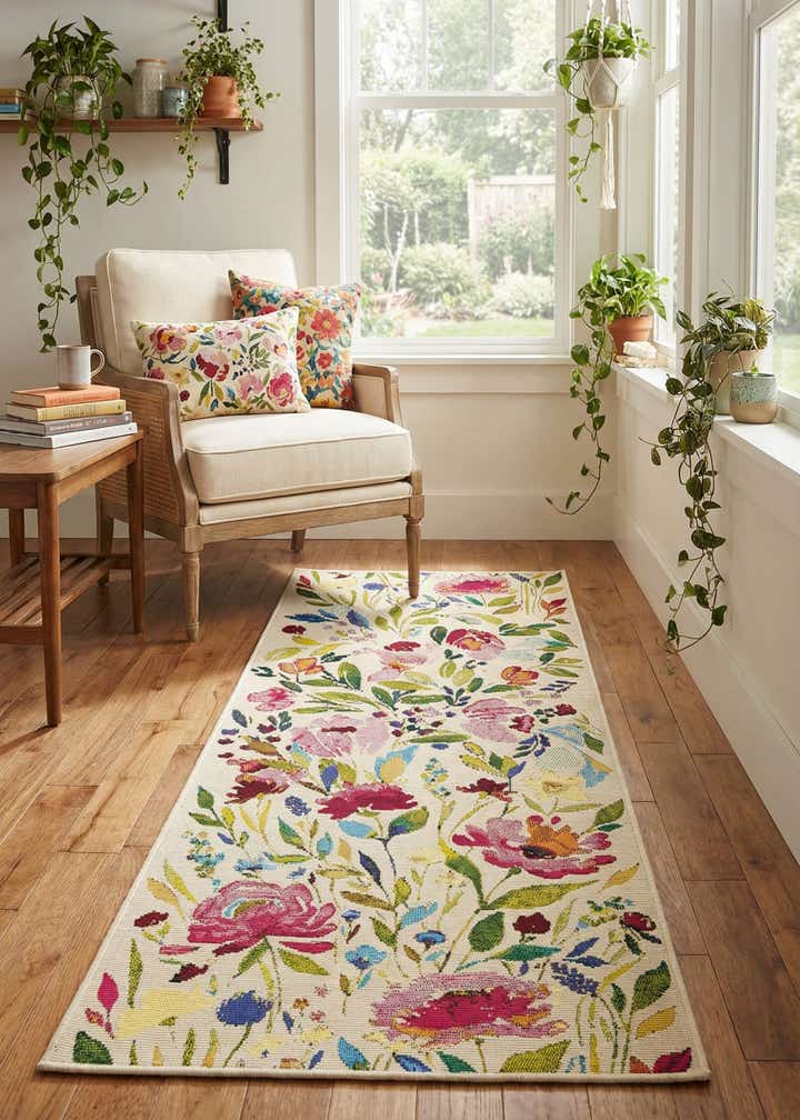 2' x 5' Easy-Clean Botanical Indoor / Outdoor Runner Rug