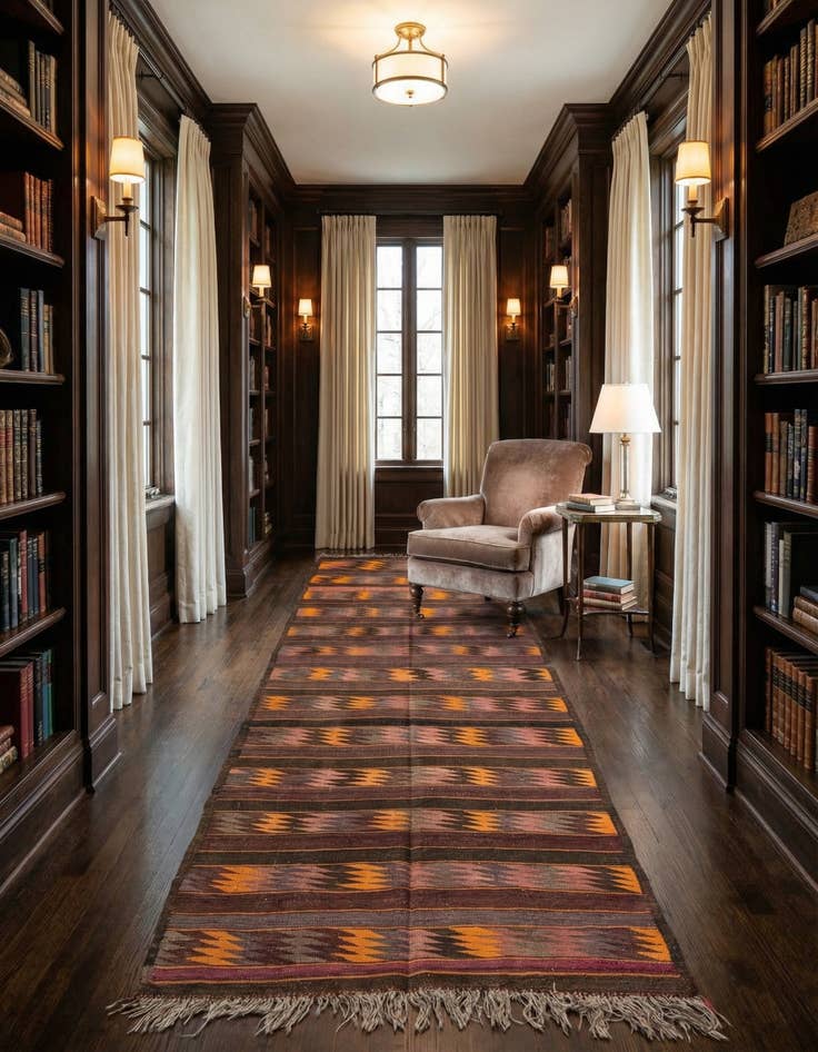 Detail image of 4' 10 x 12' 8  Hand Woven Kilim Fars Wool Runner Rug