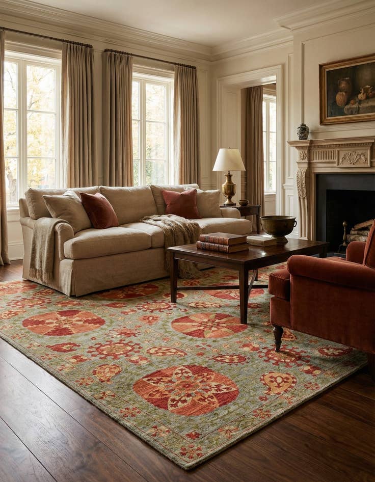 Detail image of 6' 8 x 8' 11  Hand Knotted Ariana Ziegler Oriental Rug