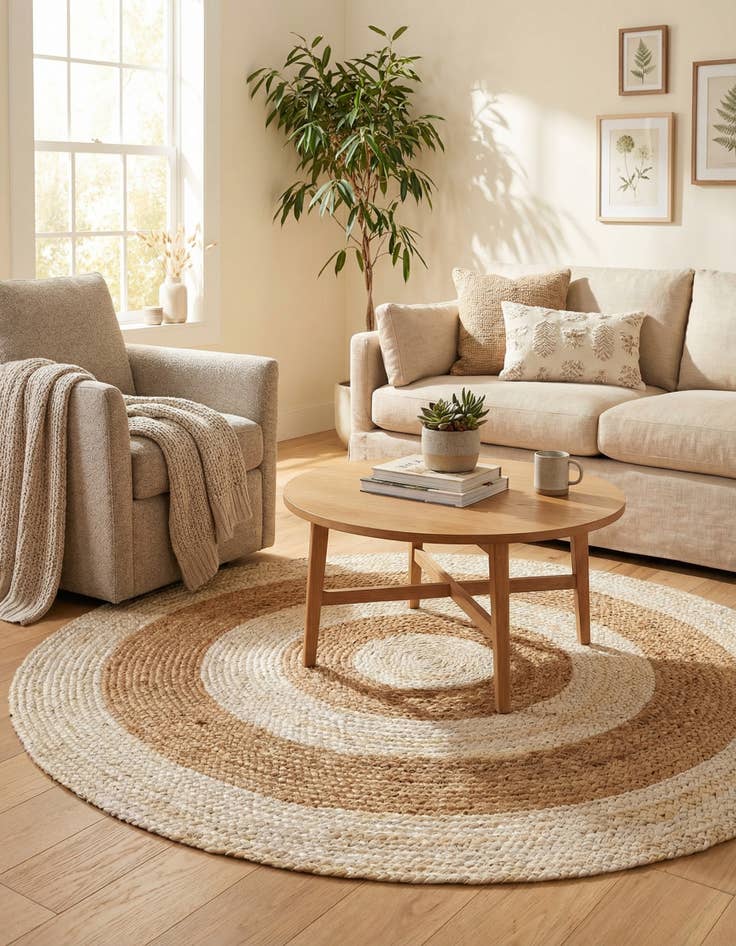 Detail image of 4' 1 x 4' 1  Hand Braided Jute Round Rug