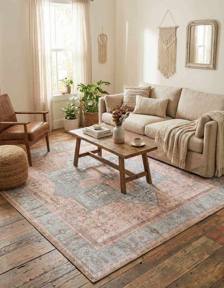 Detail image of 7' 6 x 7' 6 Washable Timeless Square Rug
